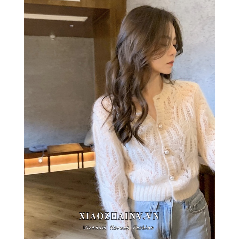 Xiaozhainv Áo Cardigan Dệt Kim Tay Dài Phong Cách Hàn Quốc Thời Trang Cho Nữ