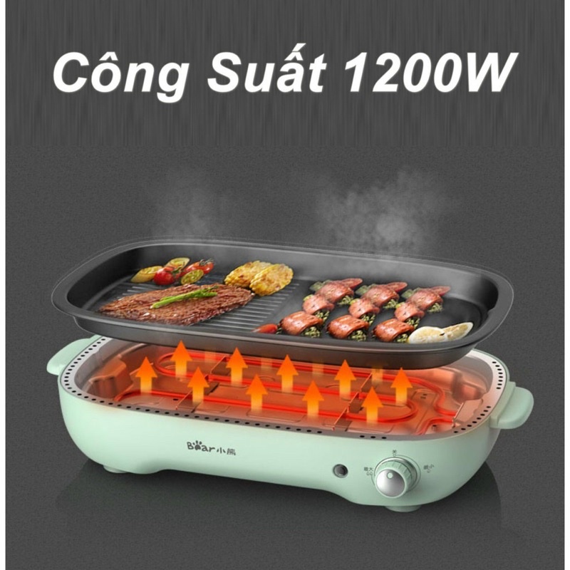 Bếp lẩu nướng đa dụng Bear D12Z4 3 khay nướng