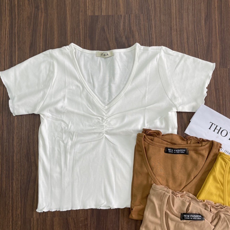 ÁO CROPTOP BODY CỔ TIM TAY LỠ CHẤT LIỆU BOZIP KIỂU DÁNG ÁO CROPTOP DÚM NGỰC TAY VIỀN LƯỢN SÓNG NHIỀU MÀU HOT
