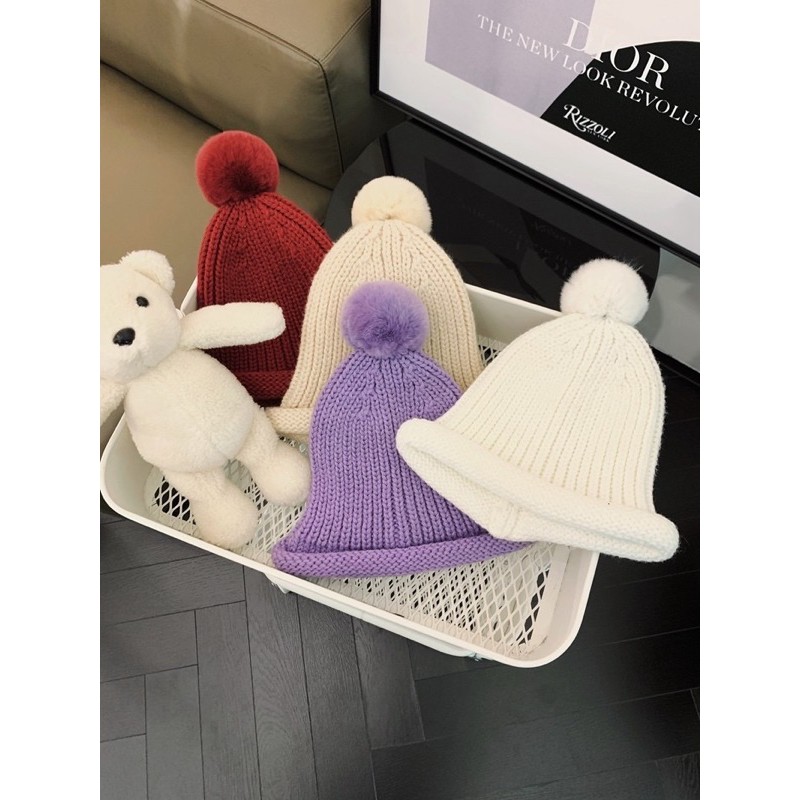 Mũ len cục bông tháo rời CHENCHENMA
