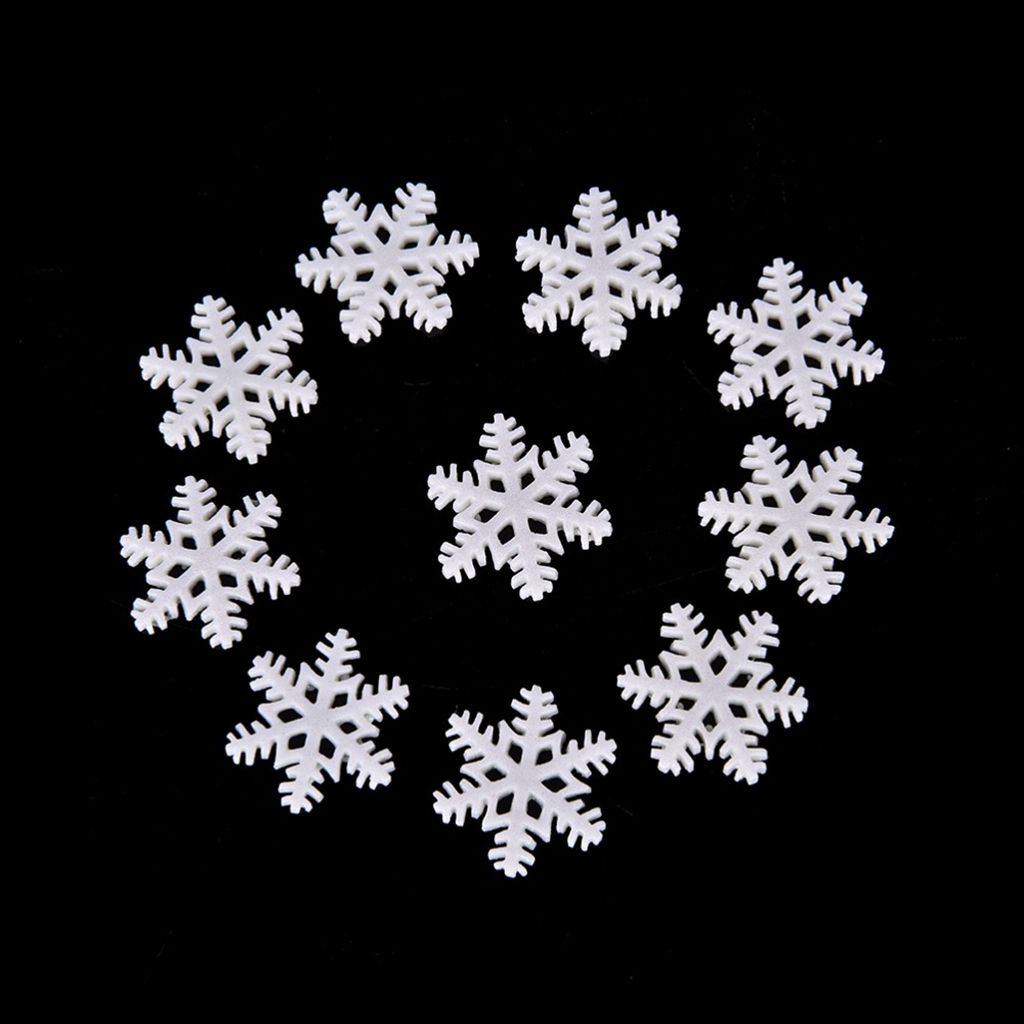 DARON Creative Christmas Ornaments White Xmas Tree  Decor Snowflake Crafts Photographic props Glitter 10 pcs/pack DIY Flat for Scrapbooking, Hair Clip, Christmas Embellishment