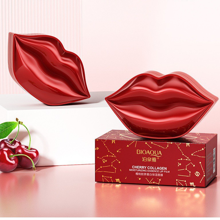 Hộp 20 Miếng Mặt Nạ Môi Cherry Collagen Bioaqua, Làm Hồng Môi, Giảm Thâm Môi, Mỹ Phẩm Nội Địa Trung