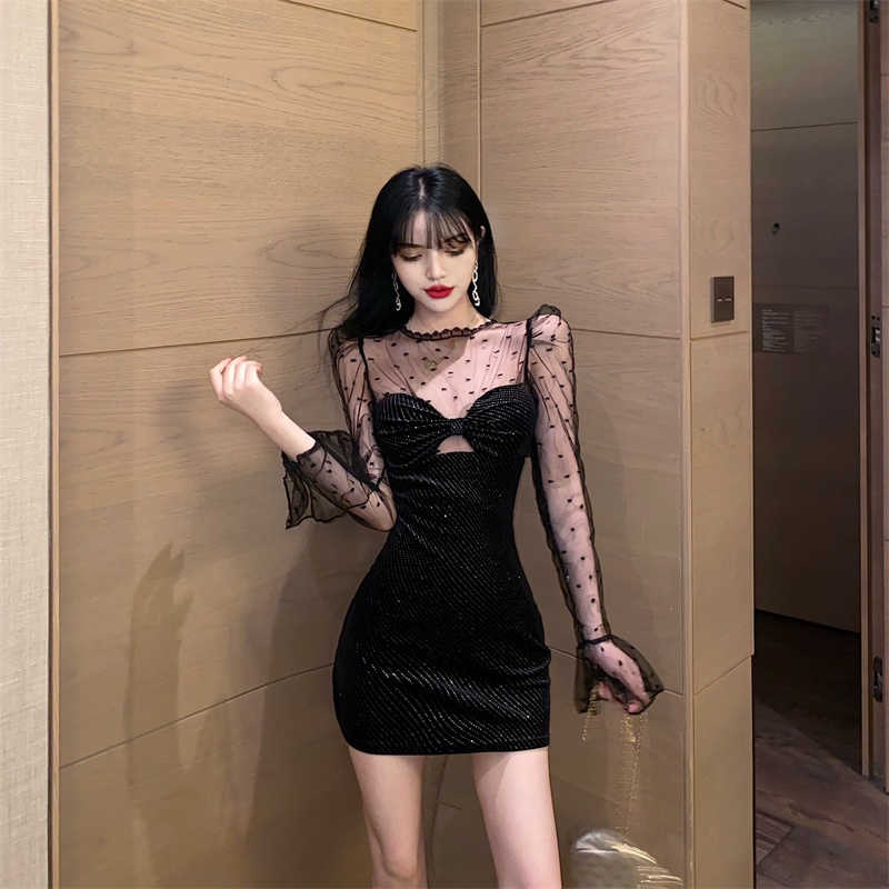 Đầm Mini Phối Lưới Thời Trang Mùa Hè Quyến Rũ Cho Nữ