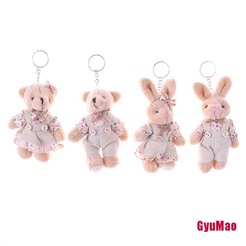 1 Cặp Móc Khóa Hình Gấu Thỏ Bông Hoa Dễ Thương 2017 11cm