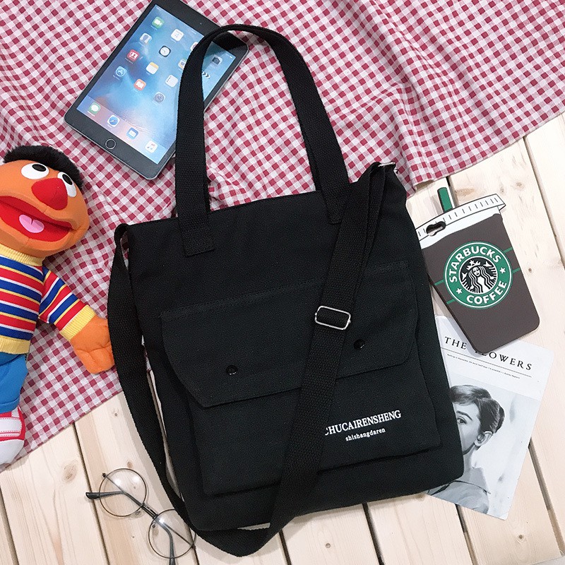 TÚI VẢI TOTE LIVING ĐỰNG VỪA A4 VẢI CANVAS LOẠI KHUY BẤM TD 105