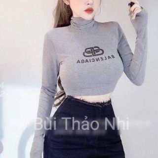 Áo croptop cổ lọ len tăm