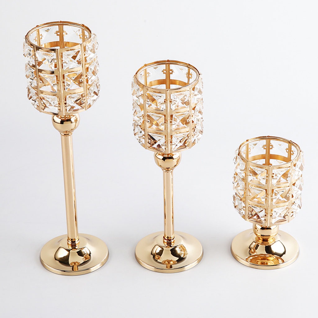 Đế nến đính đá pha lê trang trí bàn tiệc thiết kế hiện đại