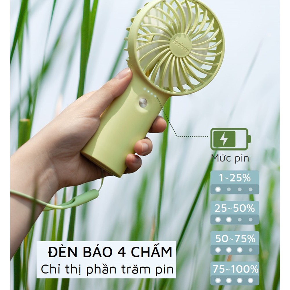 Quạt mini cầm tay Yoobao F3 pin sạc 6000mAh,3000mAh dùng tới 32h liên tục