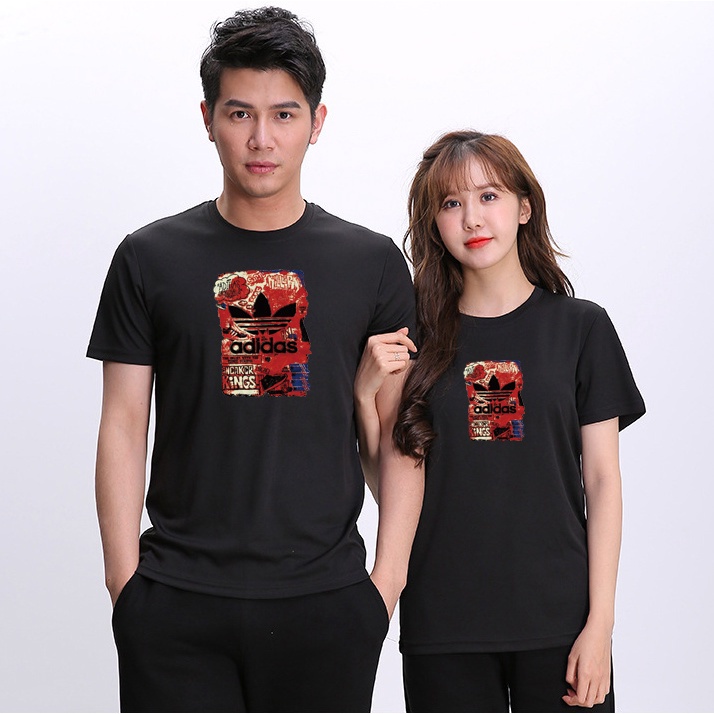 Áo thun thể thao Adidas tay ngắn cổ tròn kẻ sọc nhanh khô thời trang cho nữ