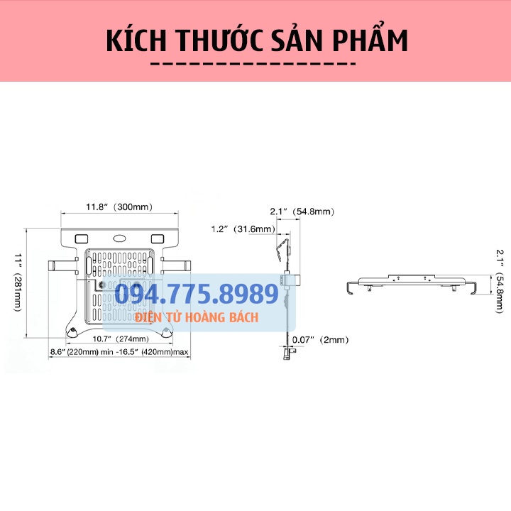 FP2 / #Giá Đỡ Kẹp Laptop 10 - 17 Inch - Model: NB FP2 [ Lắp Đặt Được Với NB F80 / NB F160 / NB H100 / NB H180 ]