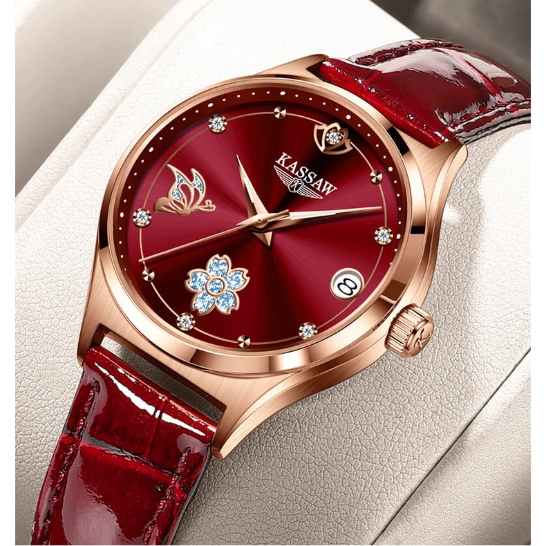 Đồng hồ nữ chính hãng KASSAW K912-2 Kính sapphire ,chống xước,Chống nước ,BH 24 tháng,Máy cơ (Automatic) ,dây kim loại