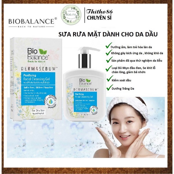 Sửa Rửa Mặt Dành Cho Da Dầu Dạng Gel BIOBALANCE DermaSebum-Purifying Facial Cleansing Gel 200ml