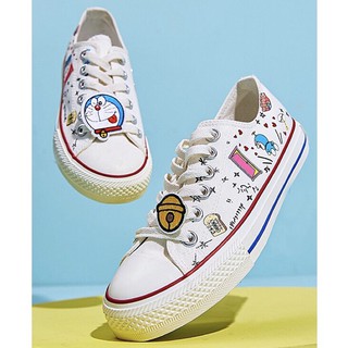 Giày Sneaker Trắng Viền Đỏ Doremon Doraemon
