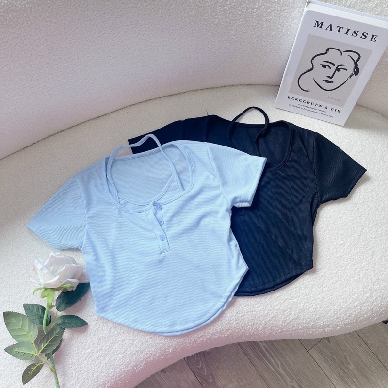 ÁO CROPTOP CÓ YẾM TRONG TAY NGẮN NÚT CÀI XINH XẮN DÀNH CHO NỮ SIÊU HOT, Chizishop