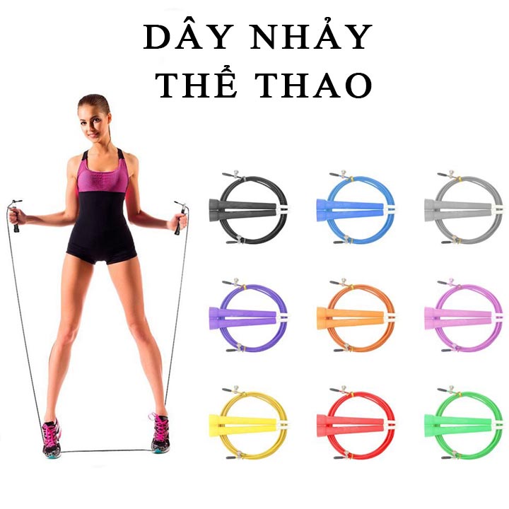 Dây nhảy thể dục cao cấp lõi cáp thép có thể tuỳ chỉnh độ dài dây, tối đa 3m. Miễn phí giao hàng