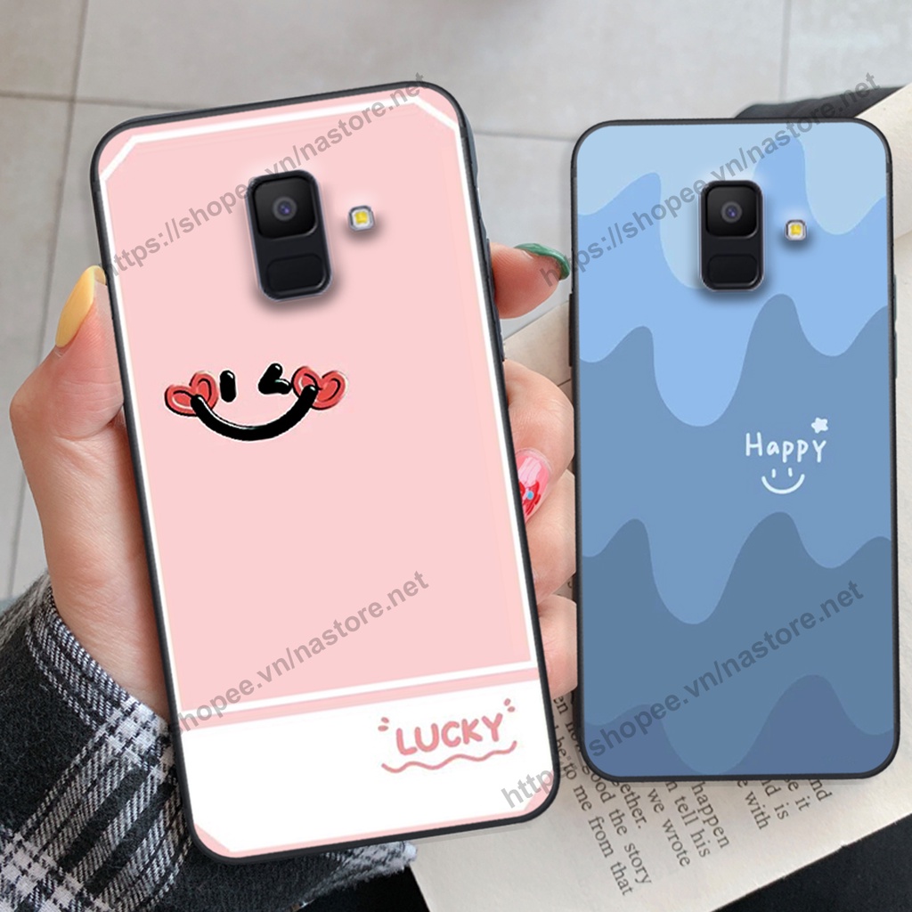 Ốp lưng Samsung A8 2018 / A8 Plus / A8+ mặt cười, họa tiết caro đơn giản đẹp cute