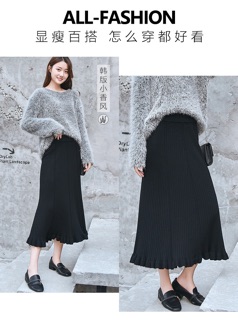 Chân váy len xoè cuốn bèo dáng dài