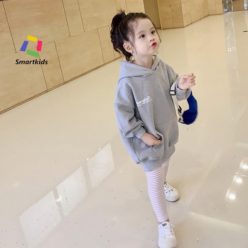 Áo bé gái - Áo nỉ lót lông hoodie Smartkids liền mũ dáng dài phong cách Hàn Quốc TE2910 / TE2911