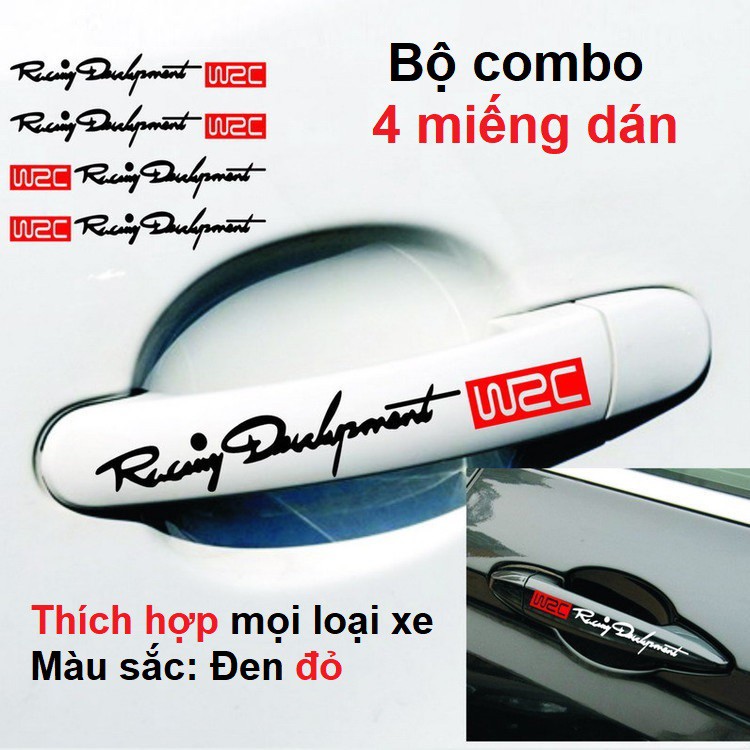 Bộ 4 Chữ Decal Logo Racing Development WRC Dán Tay Nắm Cửa Xe Ô Tô - Decal dán tay nắm cửa xe