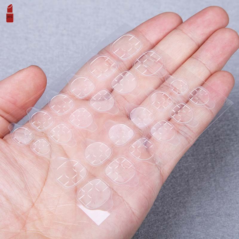 【 móng tay giả 】 Bộ 24 Sticker Dán Móng Tay Bằng silicone / Keo dán trong suốt chống thấm nước dùng trang trí nối móng tay / Bộ 24 Miếng Keo Dán Hai Mặt