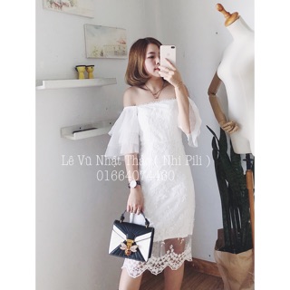 Đầm trễ vai ren thêu