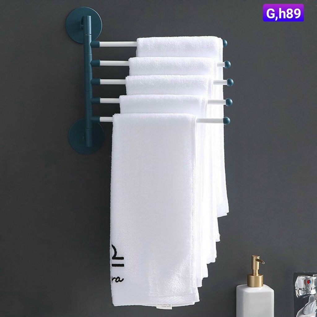 GIÁ ĐỠ, KỆ TREO KHĂN 5 CÁNH XOAY180ĐỘ DÁN TƯỜNG KO CẦN KHOAN