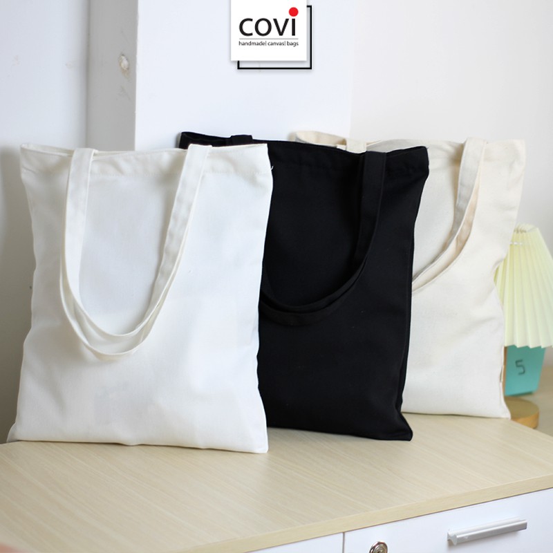 Túi tote trơn, vải canvas, vải bố, đi học, đi chơi thời trang COVI màu trắng, mộc, đen T3