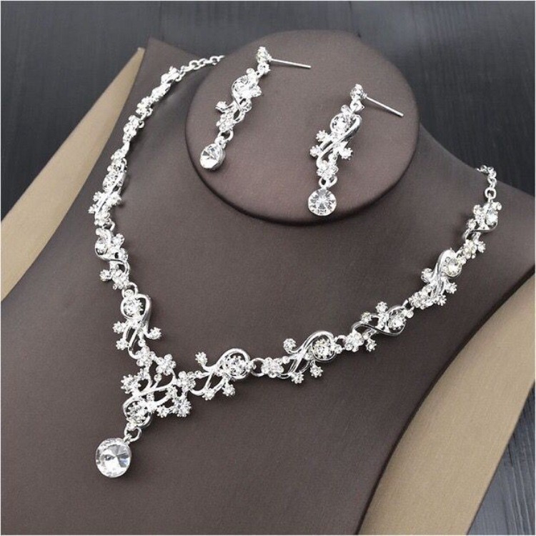 Flower Vine Bridal Jewelry Set Necklace And Eearrings