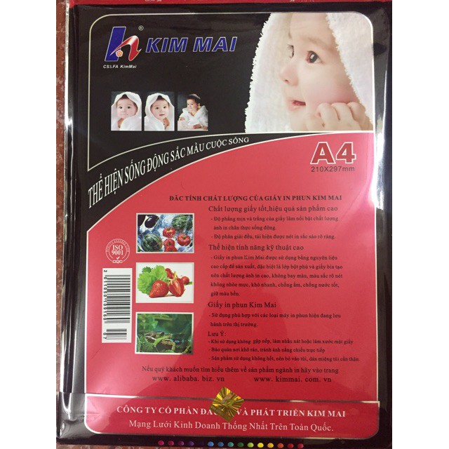 Giấy in ảnh A4 Kim Mai 2 mặt bóng định lượng 300msg