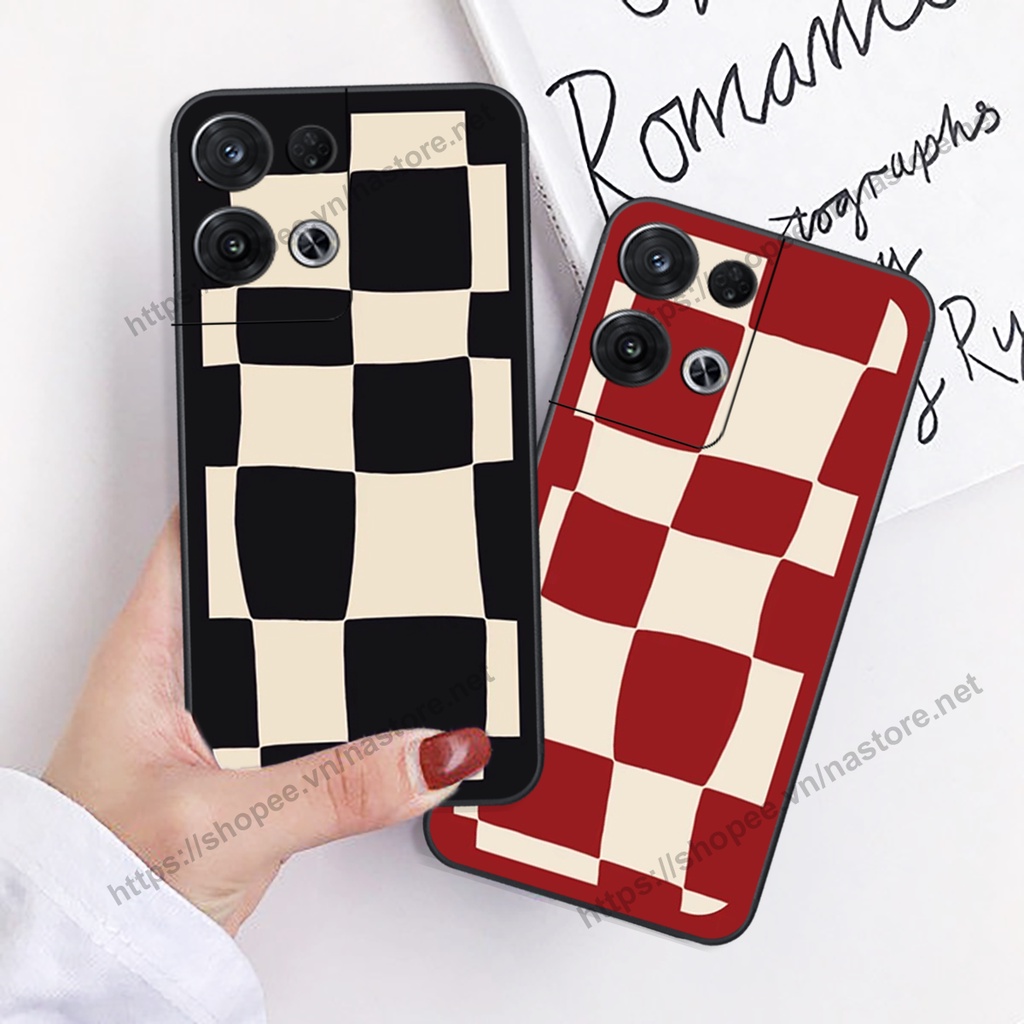 Ốp lưng Oppo Reno 8 4G / Reno 8 5G / Reno 8Z 5G mặt cười, họa tiết caro đơn giản đẹp cute