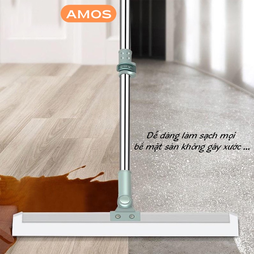 Chổi gạt nước sàn nhà tắm silicon AMOS chống trượt,  Chổi chà sàn, quét nhà thông minh xoay 360 độ cán inox điều chỉnh