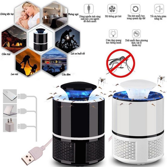 Đèn Bắt Muỗi, Hình Trụ, Cắm Cổng USB Thông Minh ( Bảo Hành 12 Tháng )