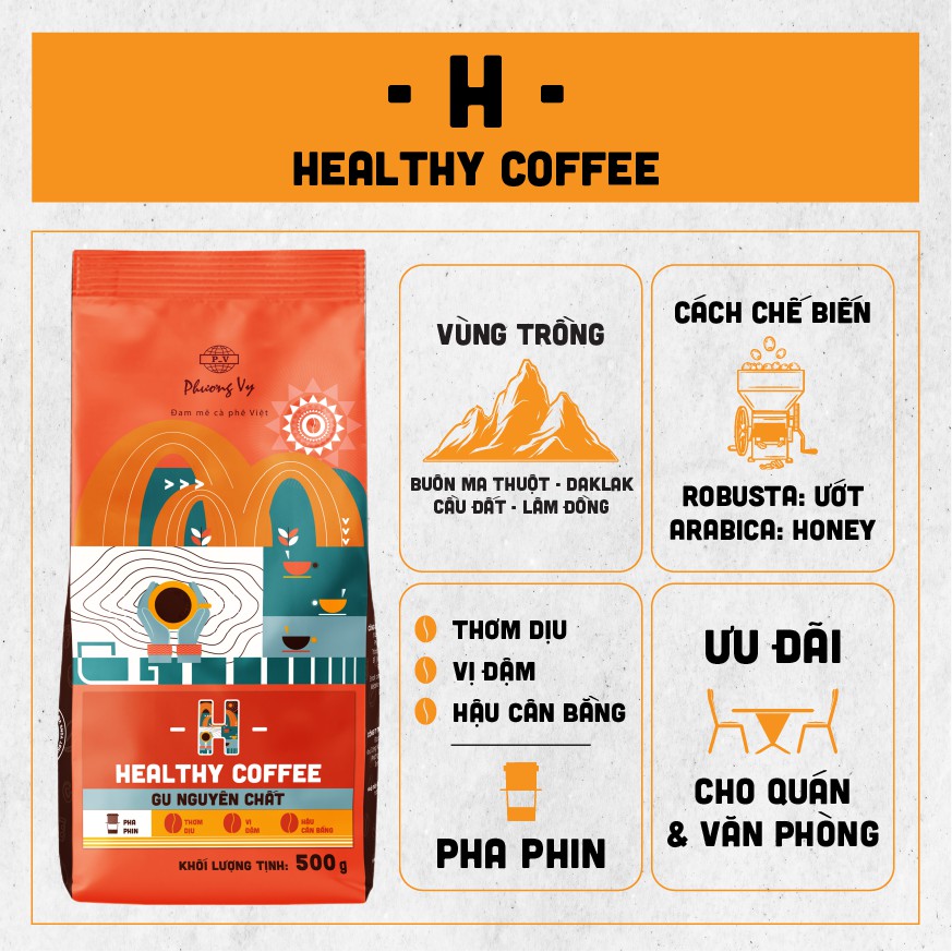 Cà Phê Gu Nguyên Chất - Healthy Coffee - 500g - Phương Vy Coffee