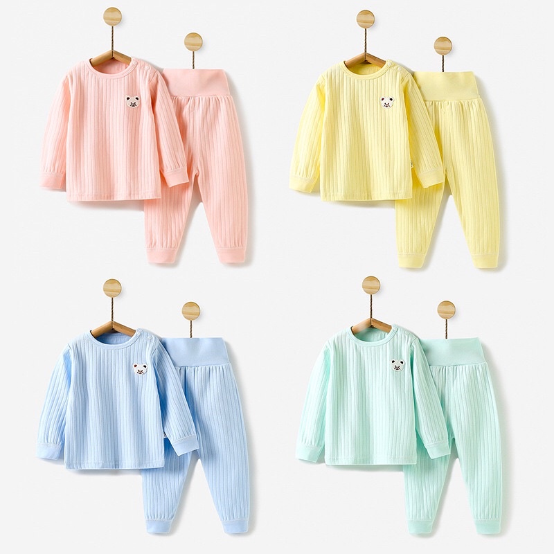 Bộ thu đông cotton dài tay cạp cao cho bé 0-3 tuổi, chất thun cotton cao cấp bền đẹp