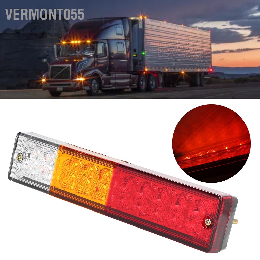 Vermont055 Ghép nối 12V 20LEDs Đèn hậu xe moóc hình chữ nhật đánh dấu phía sau không thấm nước cho RV Truck Camper