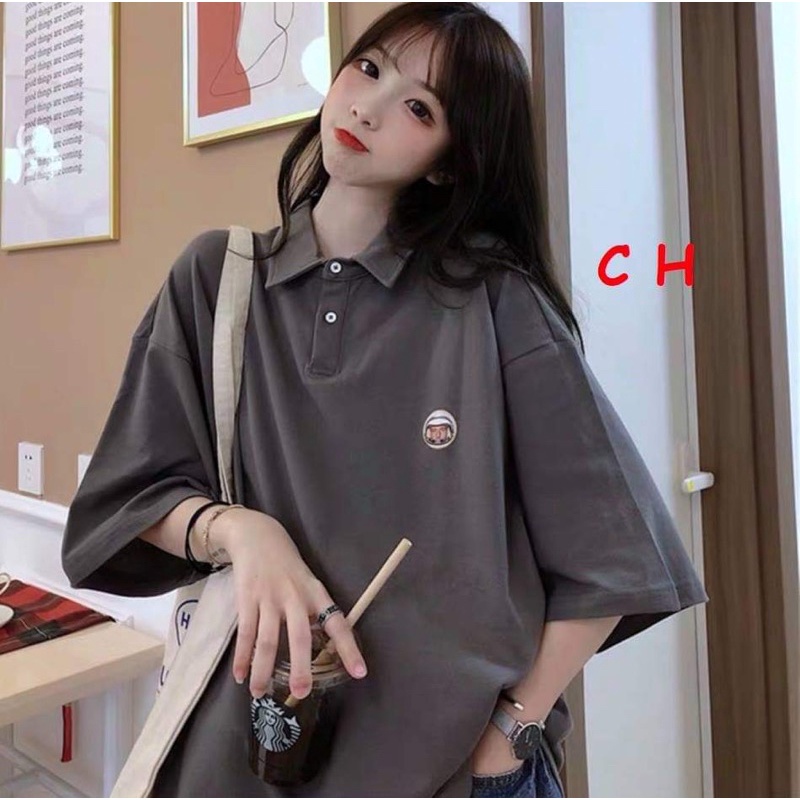 Áo polo lô gô cún cotton CH12