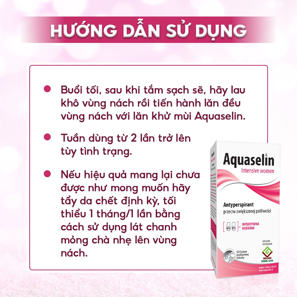 [Combo 2 Tặng 1 Xịt Rửa Mũi] Lăn Khử Mùi AQUASELIN Sensitive Women Không Gây Thâm Nách, Ố Vàng Áo - 50ml