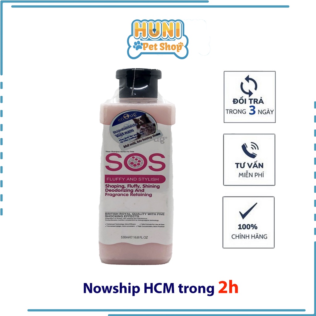 Sữa tắm SOS Sữa tắm chó Poodle khử mùi hôi và chó lông trắng, thơm lâu chai 530ml - Huni Petshop