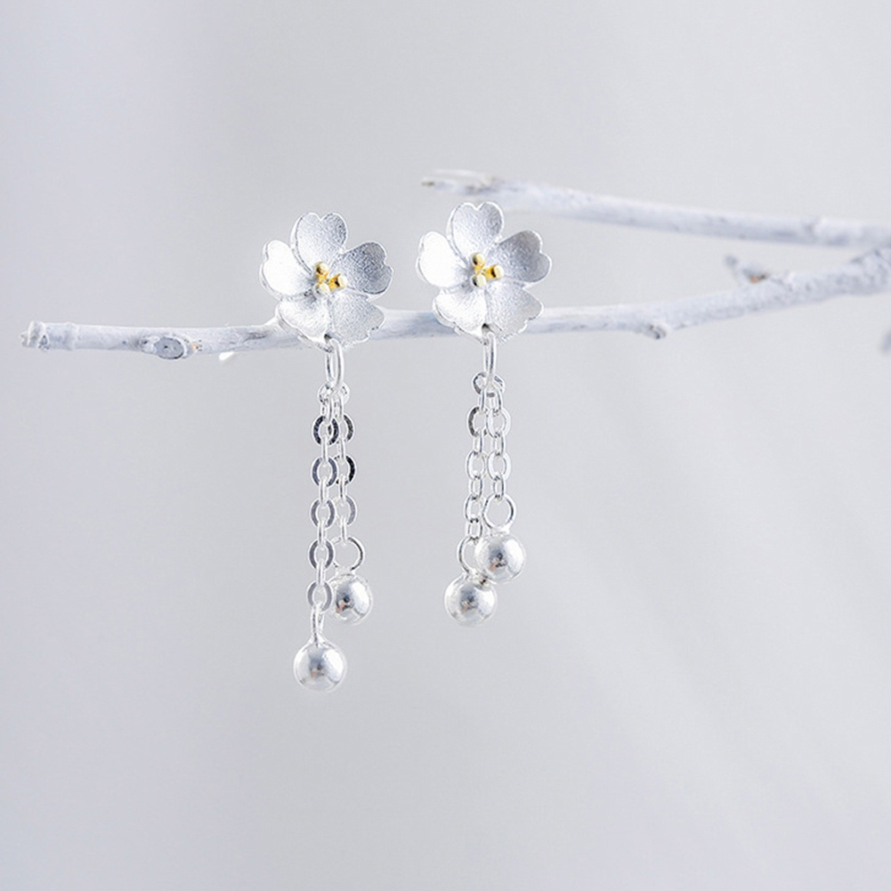 Khuyên tai hoa dáng dài tua rua thanh lịch cho nữ