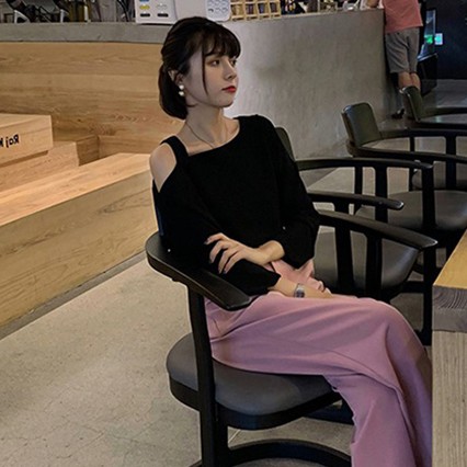 Áo thun nữ trễ vai màu trơn phong cách Hàn Quốc