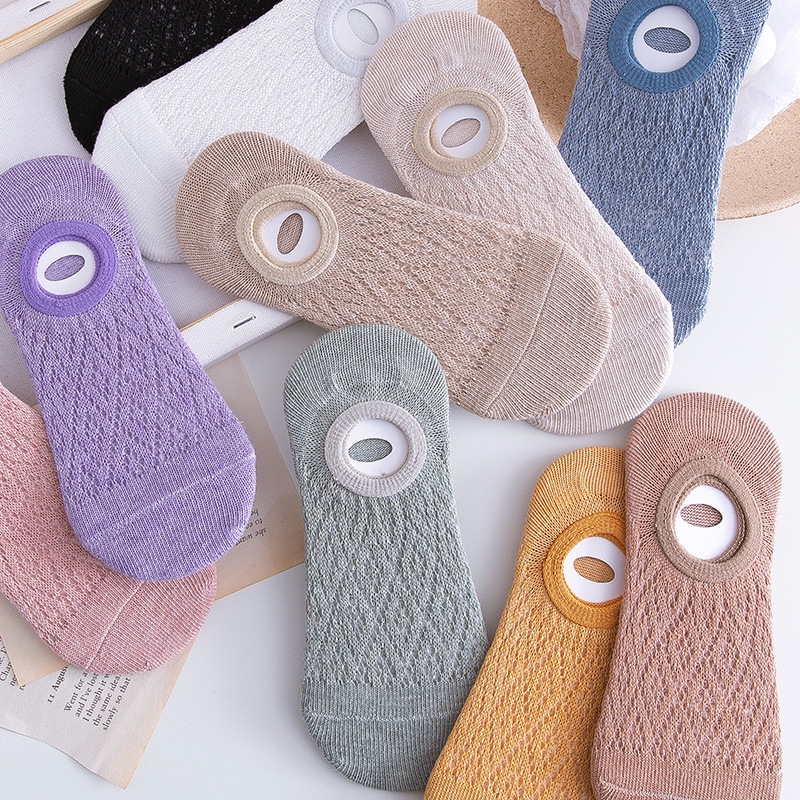 Vớ cotton lưới mỏng xuyên thấu cổ thấp phong cách mùa hè Nhật Bản dễ thương dành cho nữ