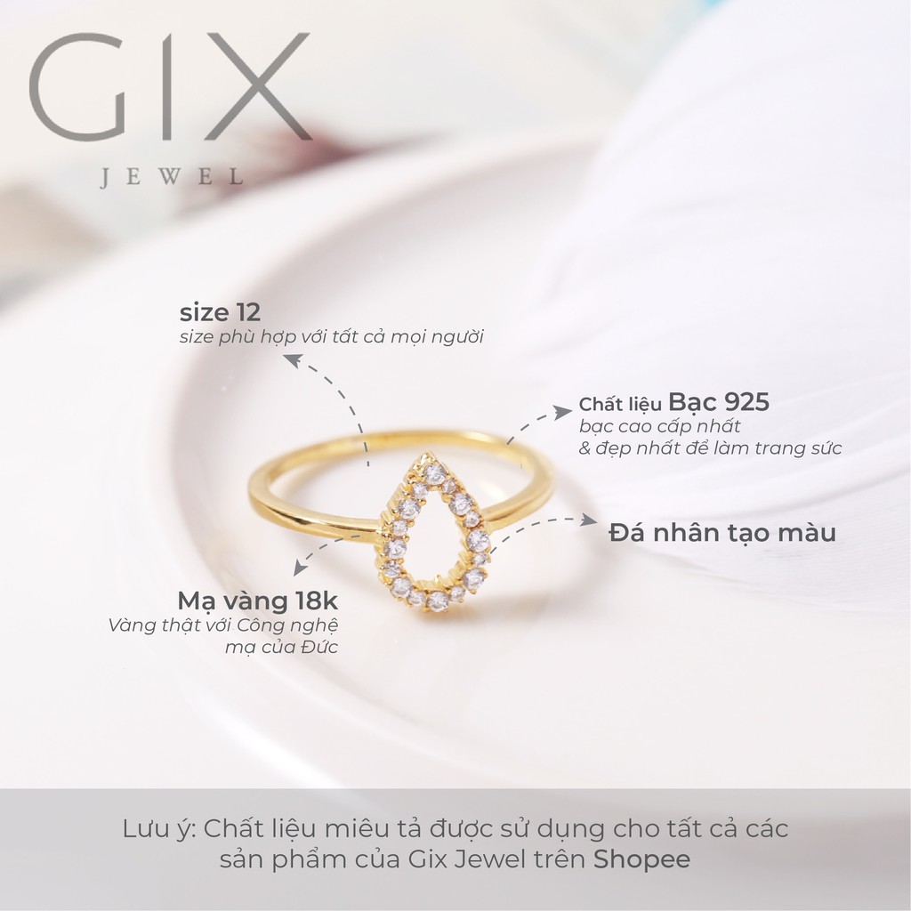 Nhẫn bạc nữ cao cấp mạ vàng đính ba viên đá phối hợp Gix Jewel SPGN47