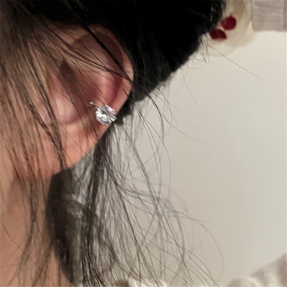 Set 2 Khuyên Kẹp Vành Tai Đính Đá Thời Trang Hàn Quốc