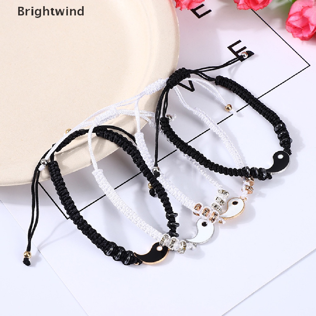 [Brightwind] Couple Bracelet Hematite Leather Cord Braid Chain Bracelet Tai Chi Alloy Pendant Hot Sell