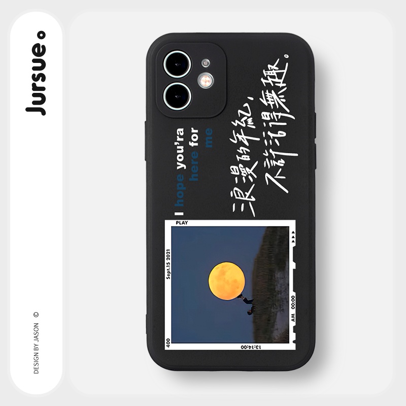 Ốp lưng JURSUE mềm chống bẩn hình dễ thương đẹp đen Cho iPhone 14 13 12 11 Pro Max SE 2020 X XR XS 8 7 ip 6S 6 Plus Y2175
