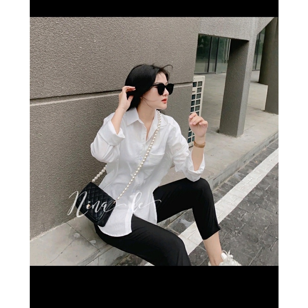 Áo sơ mi trắng trơn basic mặc đi học đi làm kiểu dáng Hàn Quốc trẻ trung đơn giản | BigBuy360 - bigbuy360.vn