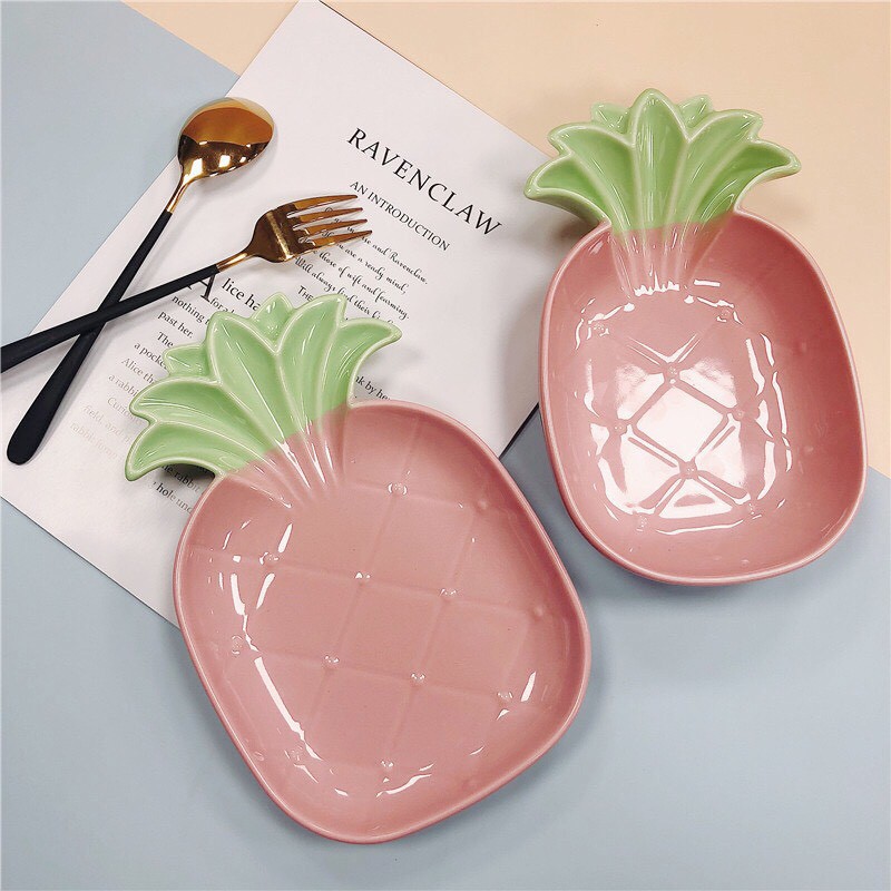 Đĩa Gốm Sứ Tráng Men Hình Trái Dứa