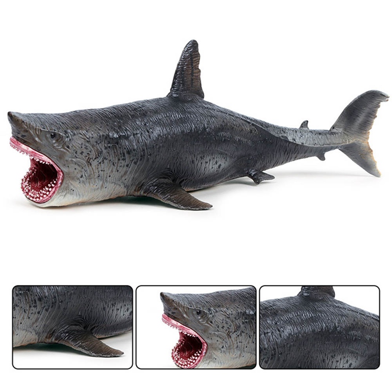 Đồ chơi mô hình cá mập bằng PVC phong cách cổ điển 2000 Hongbaby Megalodon độc đáo