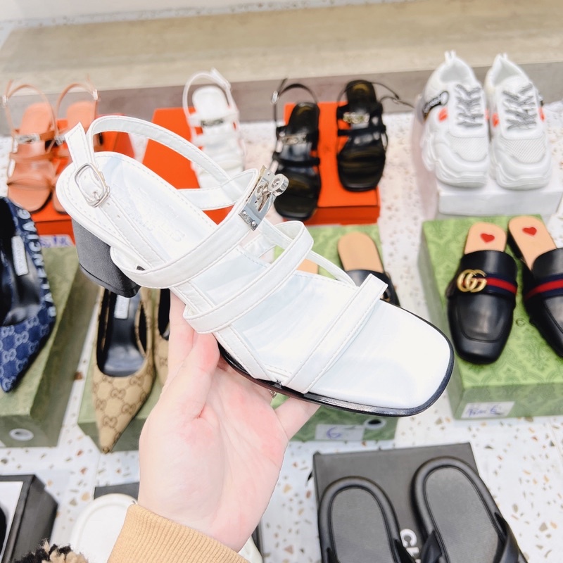 Sandal hm quai ngang gót trụ fullbox