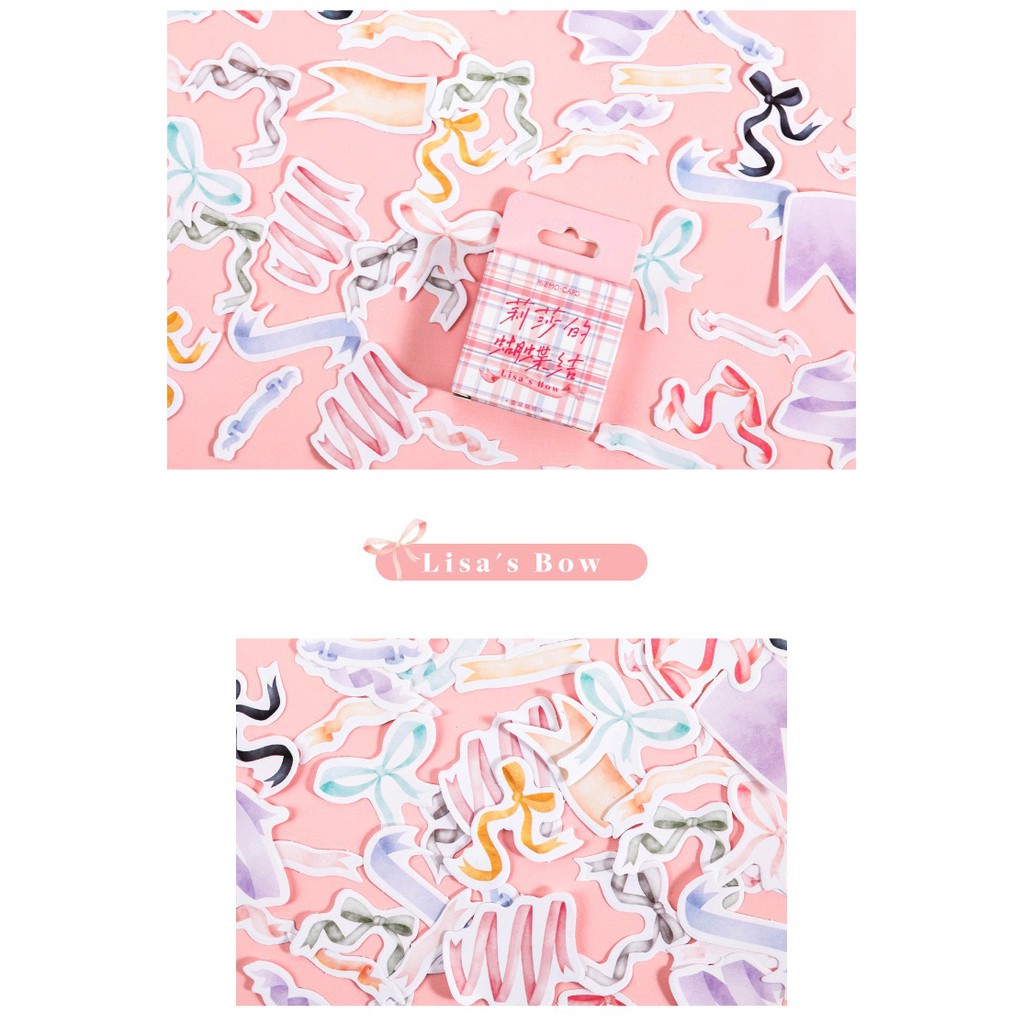 Bộ sticker/ Hình dán Họa Tiết Nơ Xinh Xắn (45 Hình)